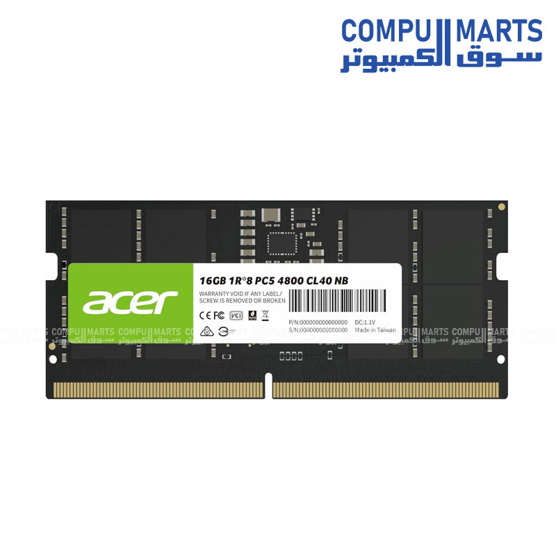 Acer SD200 DDR5 4800MHz CL40 SO-DIMM laptop memory module