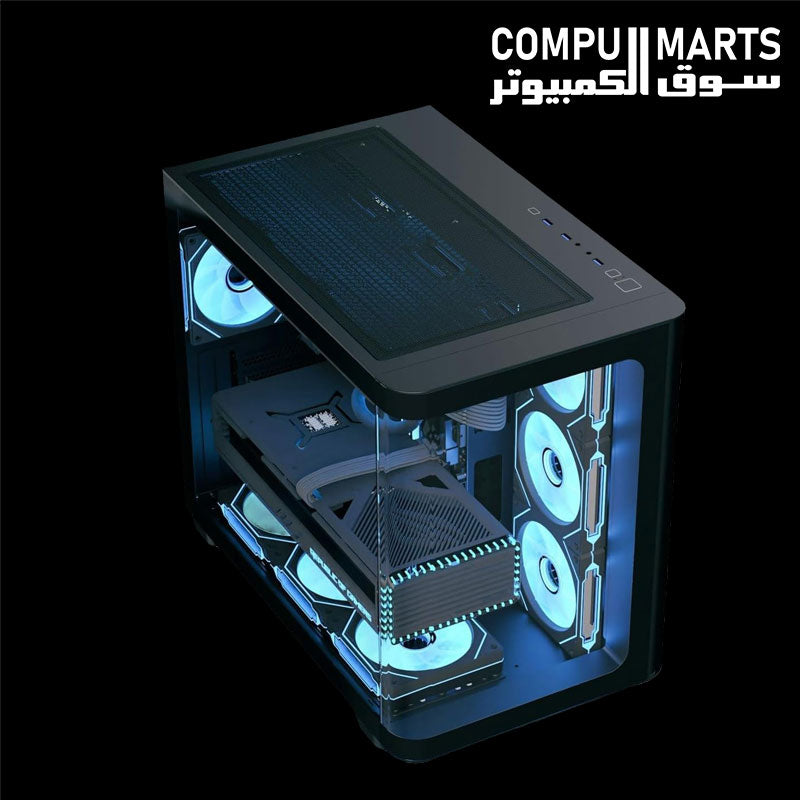 AeroCool P500C Black Mid-Tower PC Case with 750W 80 PLUS Bronze PSU, 4 ARGB Fans, 450mm GPU Clearance