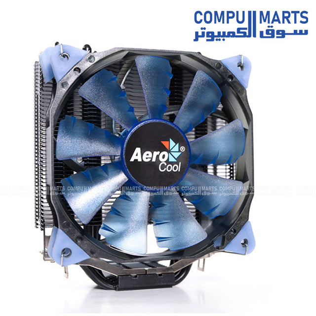 مبرد المعالج الهوائي Aerocool Verkho 4 Dark - مروحة PWM مقاس 120 مم، 4 أنابيب حرارية × 6 مم، استهلاك طاقة 145 واط، يدعم معالجات Intel و AMD