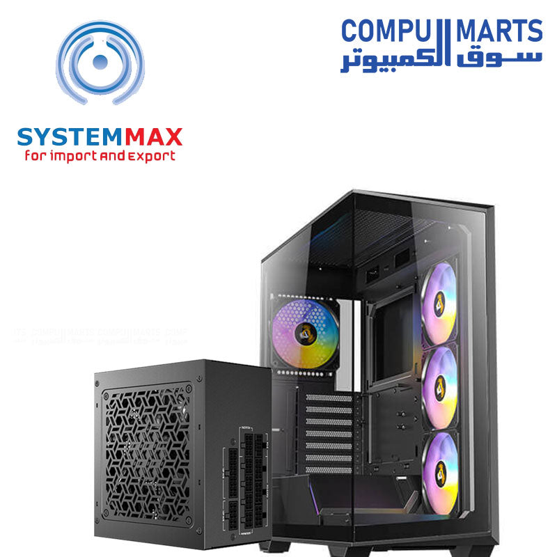 Antec C3 ARGB mid tower case tempered glass RGB fans with 850W 80+ Gold fully modular ATX 3.1 PSU
