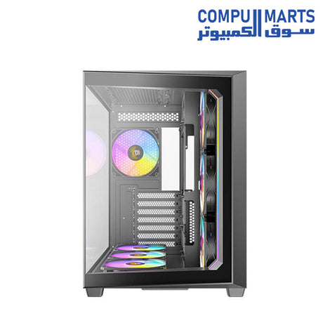 Antec C5 ARGB mid-tower ATX gaming case with tempered glass side panel, optimized airflow, and addressable RGB front fans for stylish high-performance builds.