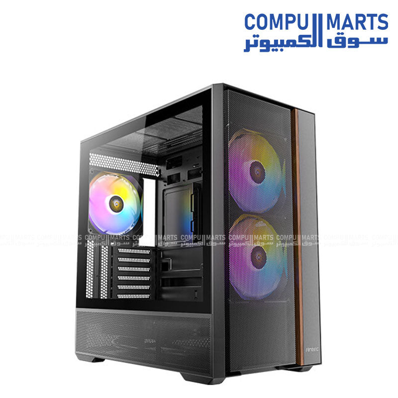 Antec FLUX REAR Mid Tower Case 5x PWM Fans 360mm Radiator Support ATX Tempered Glass Steel Wood Egypt airflow chassis