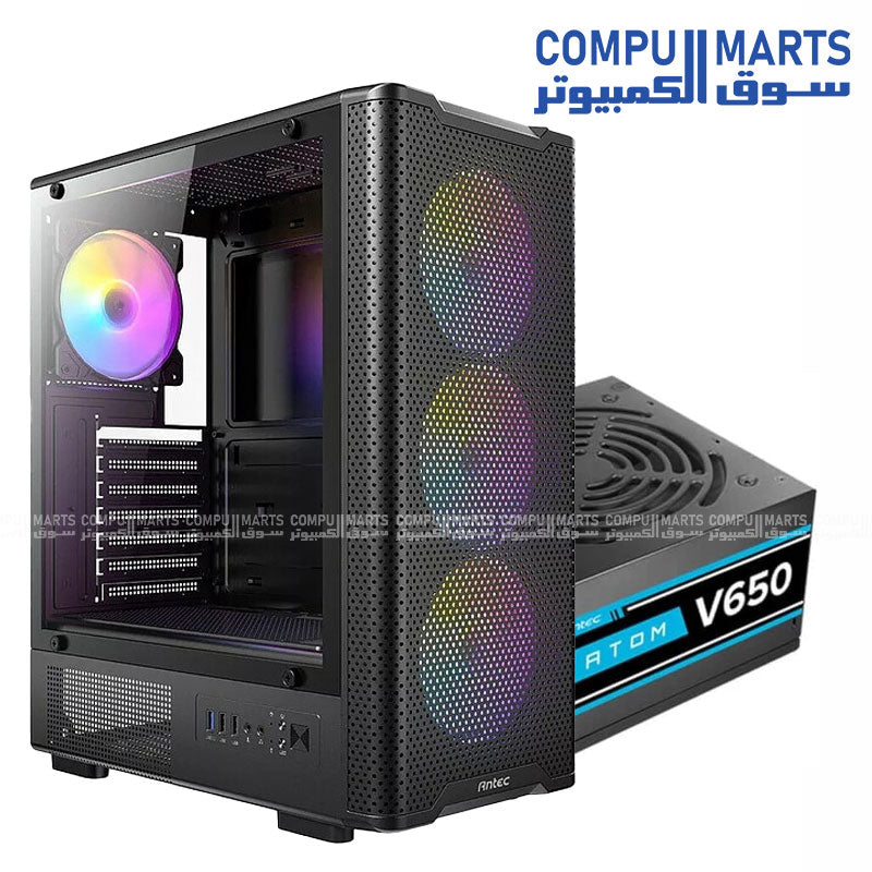 Antec VX310 ARGB Mid-Tower Case with 4 Fans and 650W PSU