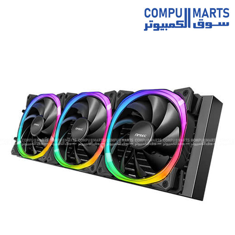 Antec Vortex 360mm ARGB Liquid CPU Cooler with triple fans and RGB lighting