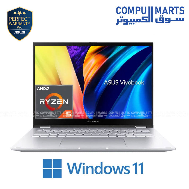 ASUS Vivobook S 14 Flip TN3402YA-LZ005W Laptop 14 inch WUXGA Flip Touch AMD R5 -7530U 8GB RAM 512GB SSD AMD Radeon Win11 Silver - 90NB1112-M006H0