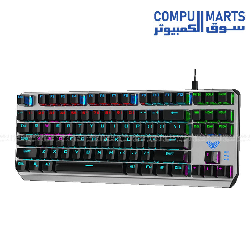 Aula F3087 Wired Gaming Keyboard – Black & Grey, Durable and Ergonomic for Gamers