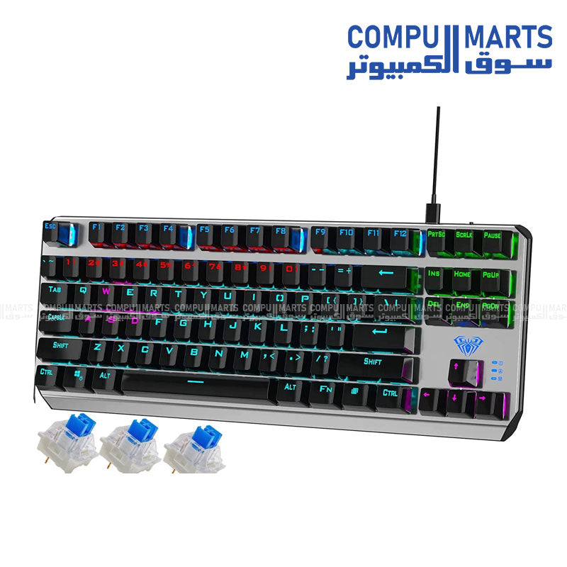 Aula F3087 Wired Gaming Keyboard – Black & Grey, Durable and Ergonomic for Gamers