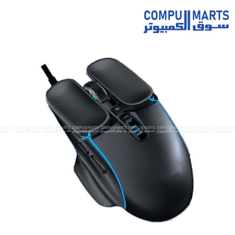 Aula F818 Wired Rainbow Gaming Mouse 4800DPI – Black with Ergonomic Design and RGB Lighting