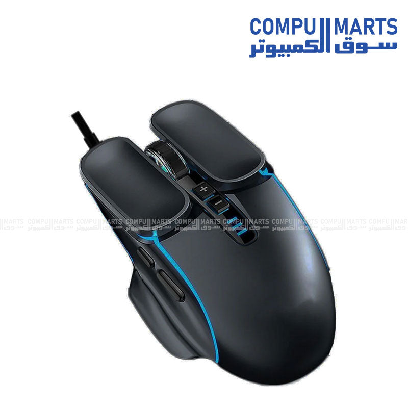 Aula F818 Wired Rainbow Gaming Mouse 4800DPI – Black with Ergonomic Design and RGB Lighting