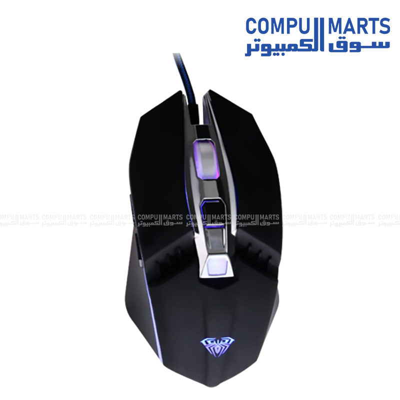 Aula S22 7-Button 2400DPI Gaming Mouse with LED Light – Black, Ergonomic and Precise