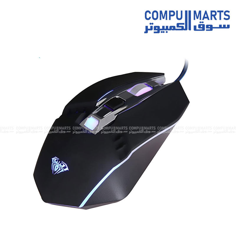 Aula S22 7-Button 2400DPI Gaming Mouse with LED Light – Black, Ergonomic and Precise