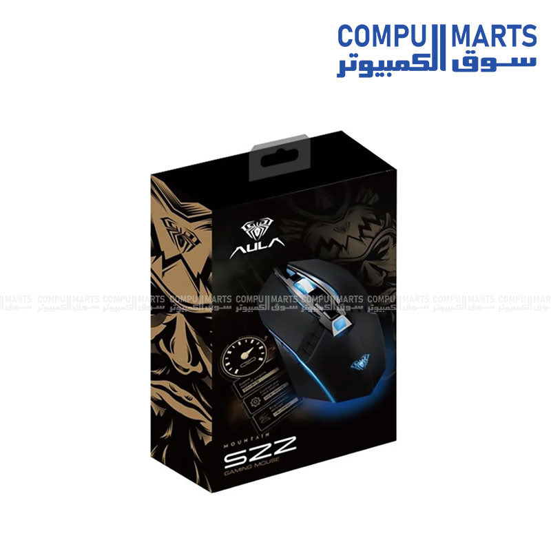 Aula S22 7-Button 2400DPI Gaming Mouse with LED Light – Black, Ergonomic and Precise