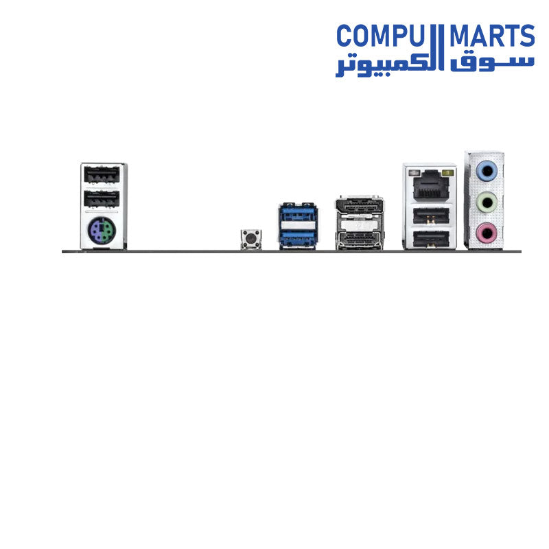 Rear panel connectivity ports of the GIGABYTE B840M H motherboard.
