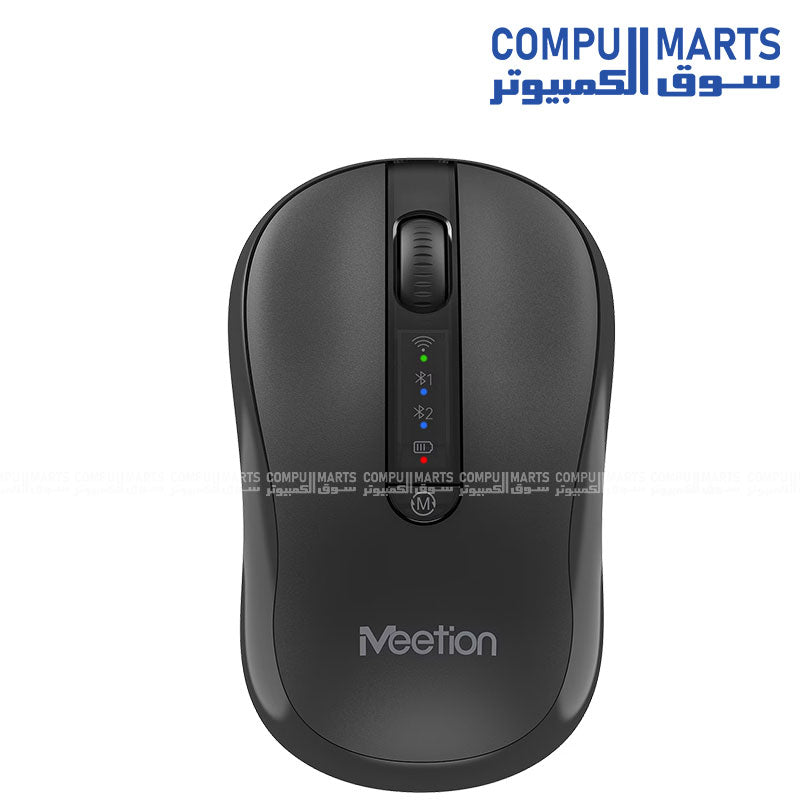 Meetion BTM185R Rechargeable Wireless and Bluetooth Dual Mode Mouse black ergonomic design