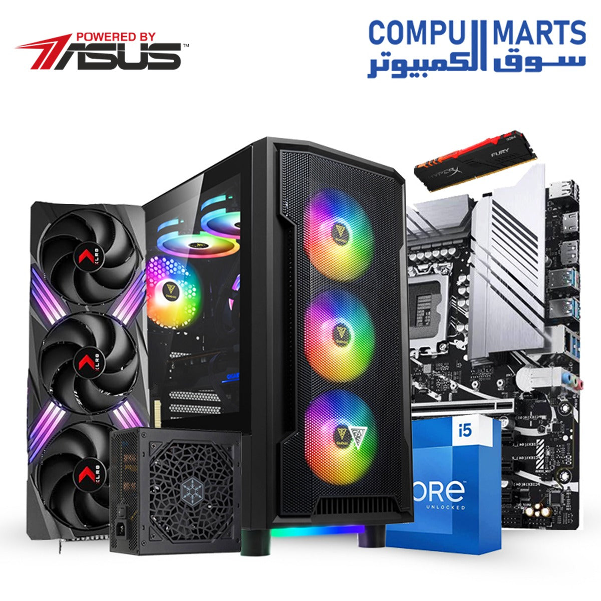 Intel Core i5 14600K-ASUS PRIME Z790M-PLUS-Kingston HyperX Fury DDR4 3200-TEAMGROUP MP33 M.2-GAMDIAS ATHENA M6 LITE Case + Aura GL240 V2 Cooler-PNY GEFORCE RTX 4070 TI-SilverStone 80 PLUS Bronze 750W-BUNDLE