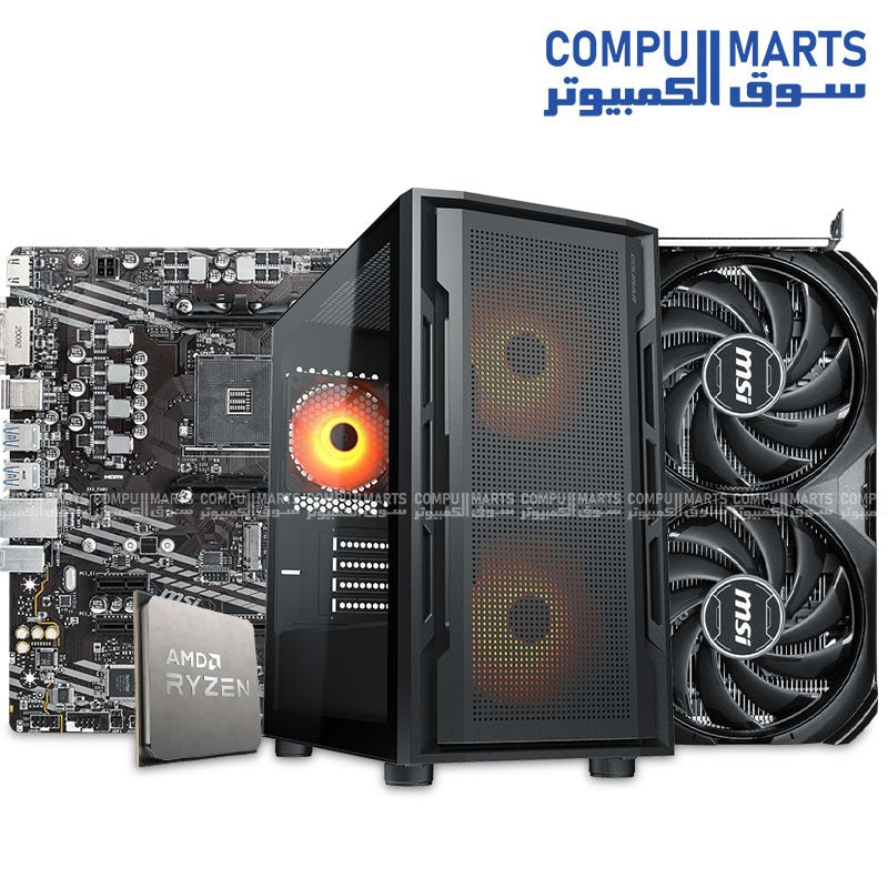 Gaming PC Bundle AMD Ryzen 5 5600 with MSI RTX 4060 Ti, 16GB RAM, 256GB SSD in Egypt
