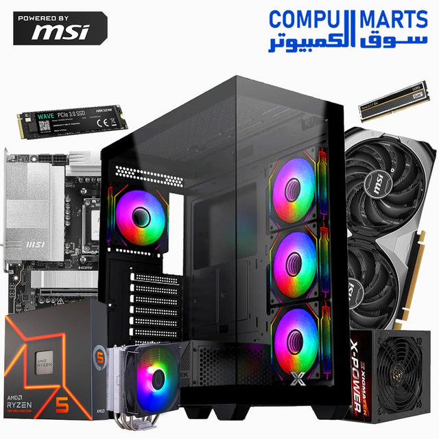 MSI- Gaming -PC Bundle- featuring Ryzen -5 7600X- CPU-MSI RTX -4070- SUPER -GPU, DDR5 -RAM-ARGB- case – high