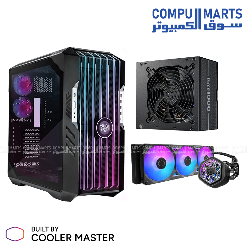 Cooler Master HAF 700 EVO Case Bundle with Elite Gold 1000 PSU and MasterLiquid Atmos VRM 360 at Compumarts