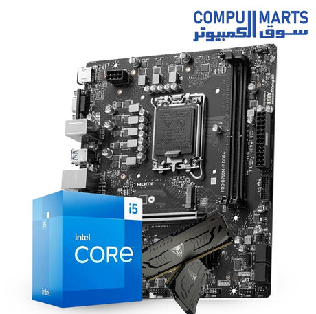 Core i5-14400F Bundle – MSI PRO B760M-E Motherboard, 16GB RAM (2x8GB) DDR4 3200MHz – Reliable Mid-Range Gaming PC Egypt