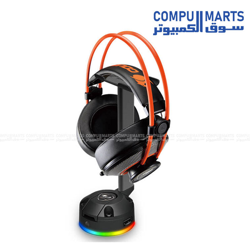 BUNKER-S–RGB-Headset-Stand–COUGAR–Suction-Base–Gaming-Desk-Accessory