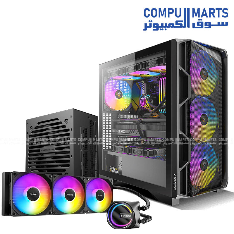 AX1000 Lite Bundle - Case - Antec - ARGB Case with 360 Liquid Cooler and 850W Gold PSU