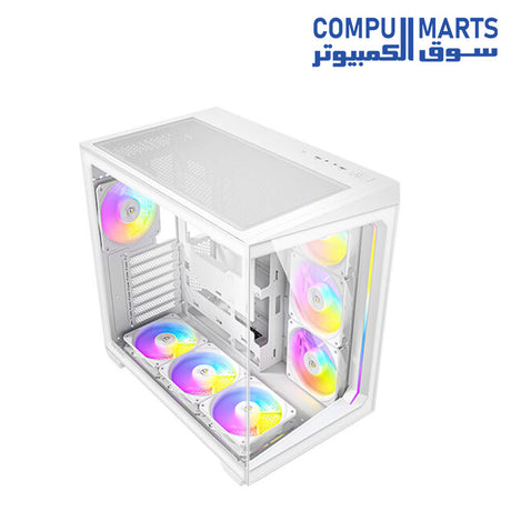 Antec C5 ARGB mid-tower ATX gaming case with tempered glass side panel, optimized airflow, and addressable RGB front fans for stylish high-performance builds.