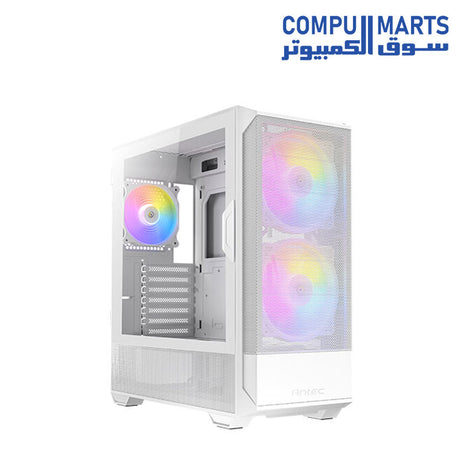 Antec NX416L mid-tower ATX gaming case with high-airflow mesh front panel, tempered glass side, 2 x 160mm ARGB fans and 1 x 120mm ARGB fan included, optimized cooling support