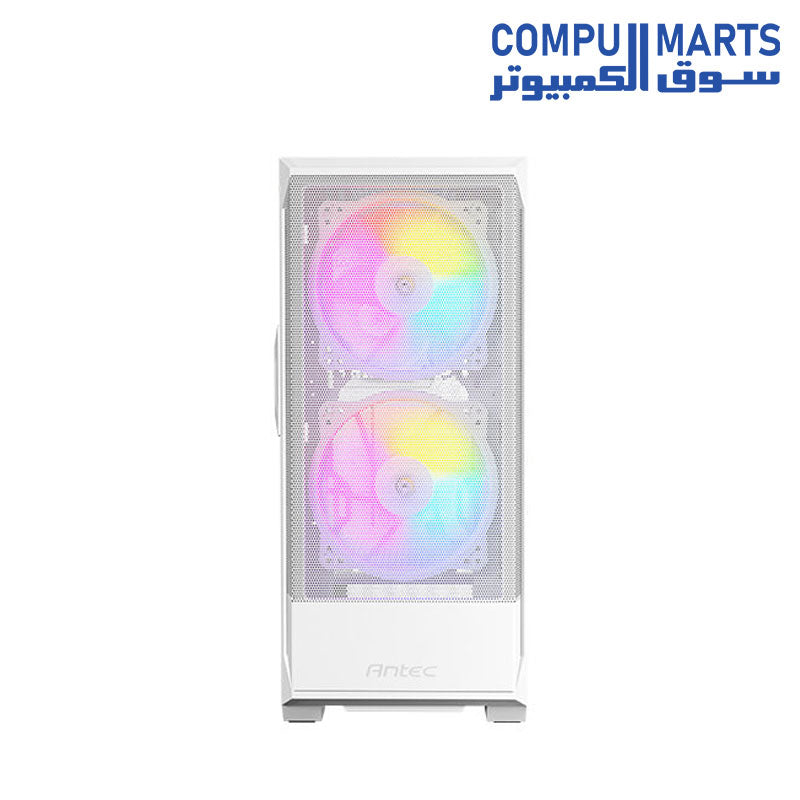 Antec NX416L mid-tower ATX gaming case with high-airflow mesh front panel, tempered glass side, 2 x 160mm ARGB fans and 1 x 120mm ARGB fan included, optimized cooling support