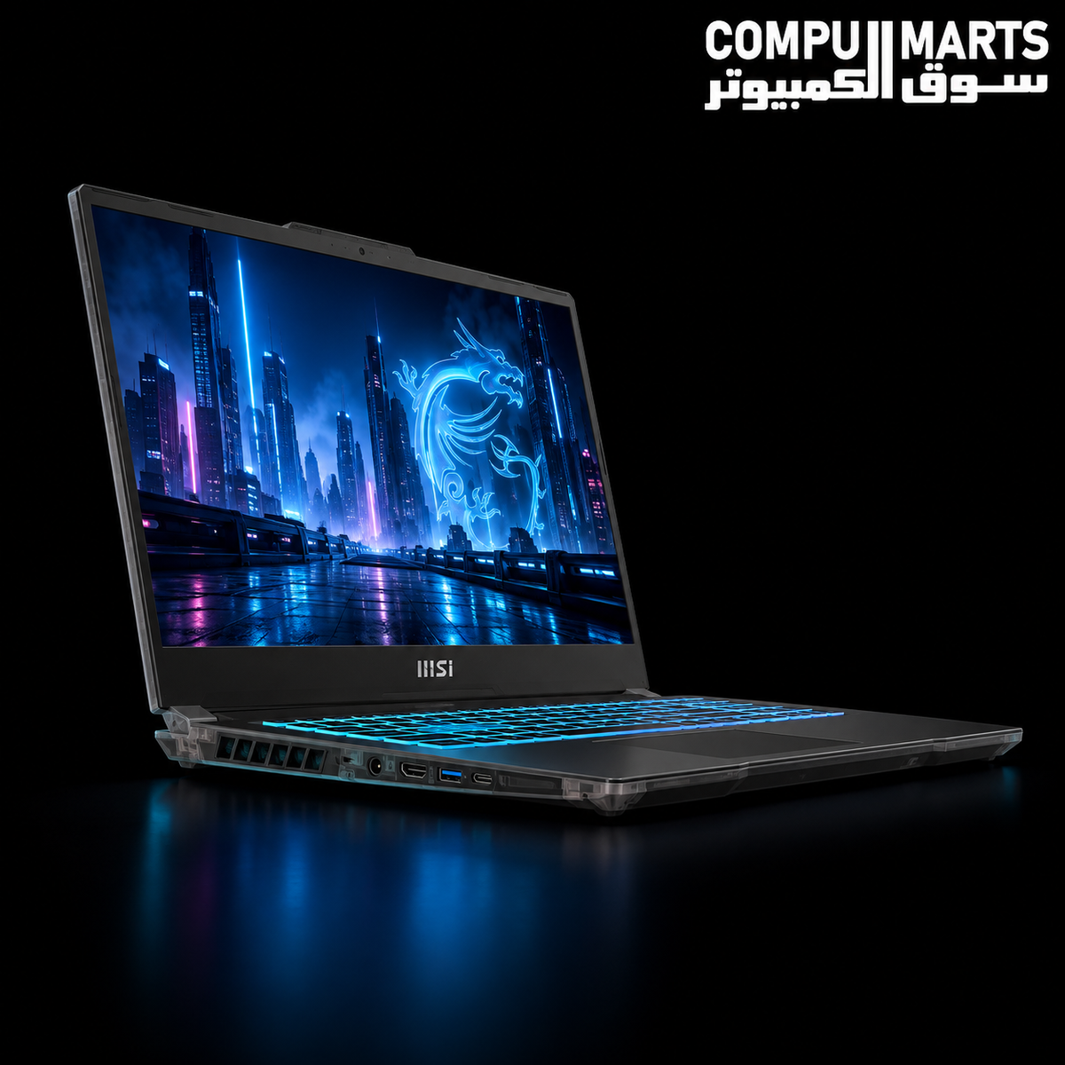 MSI Cyborg 15 A13UC-2244XAE Gaming Laptop – Intel Core i5-13420H, RTX 3050 4GB, 16GB DDR5, 512GB NVMe SSD, 15.6" FHD 144Hz, Free DOS, Translucent Black