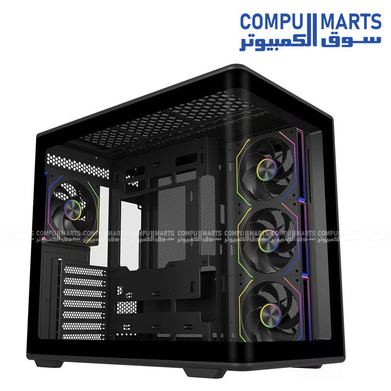 Cooler Master Elite 600 ARGB ATX mid tower cabinet with tempered glass side panel and RGB lighting for gaming PC setup