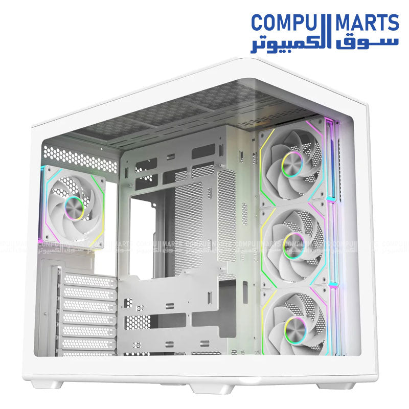 Cooler Master Elite 600 ARGB ATX mid tower cabinet with tempered glass side panel and RGB lighting for gaming PC setup