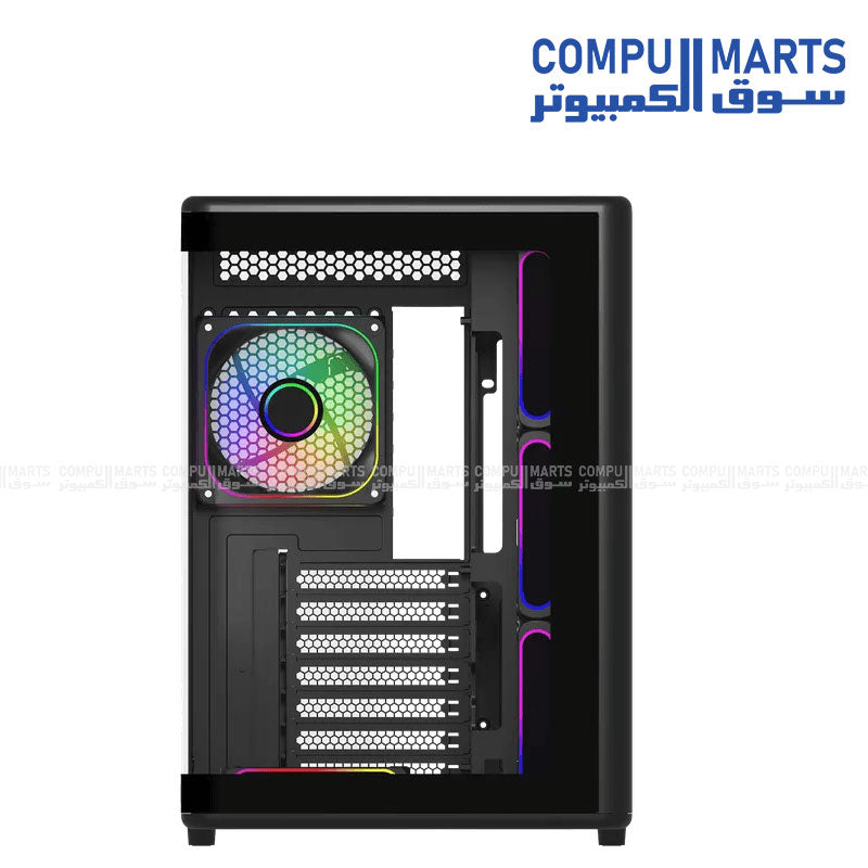 Cooler Master Elite 600 ARGB ATX mid tower cabinet with tempered glass side panel and RGB lighting for gaming PC setup