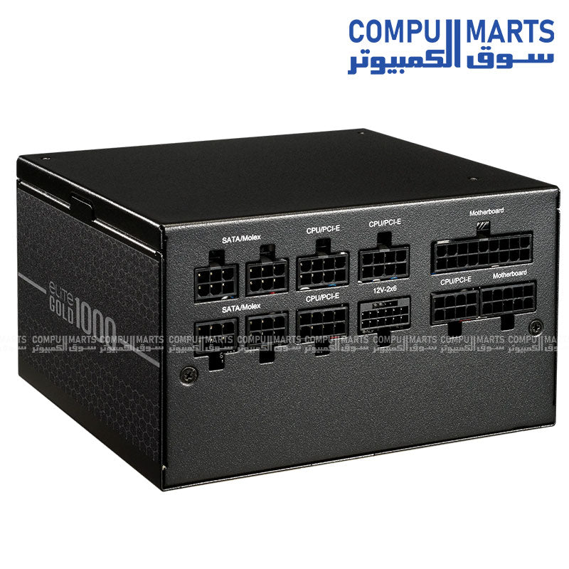 Fully modular Elite Series power supply with ATX 24-pin, EPS 4+4-pin, PCI-e 6+2-pin, SATA, and 12+4-pin connectors available through Compumarts