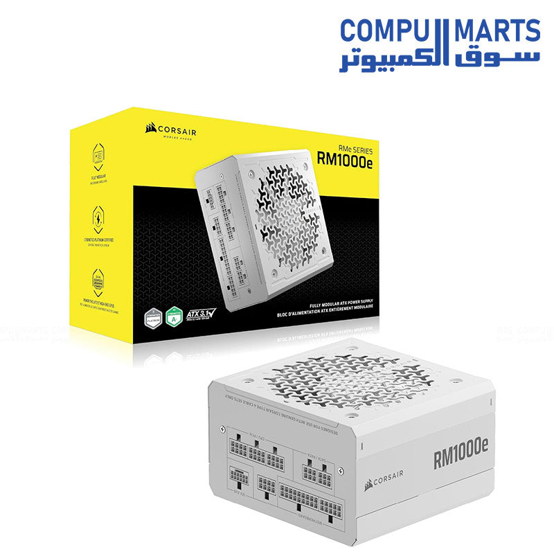 Corsair RM1000e 1000W PSU - 80 Plus Gold - ATX 3.1 - Fully Modular - 7 Years Warranty