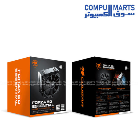 Cougar Forza 50 Essential – Single Tower CPU Air Cooler – 120mm Fan – Intel AMD Support