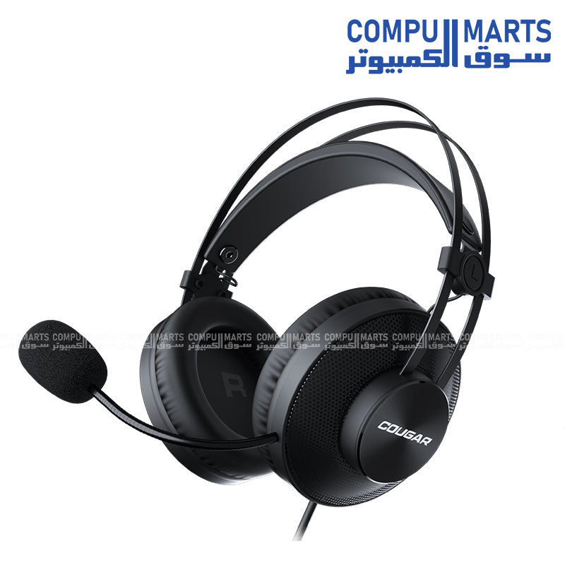 Cougar- Immersa Essential- stereo -gaming -headset -black - 40mm drivers - noise-canceling- microphone
