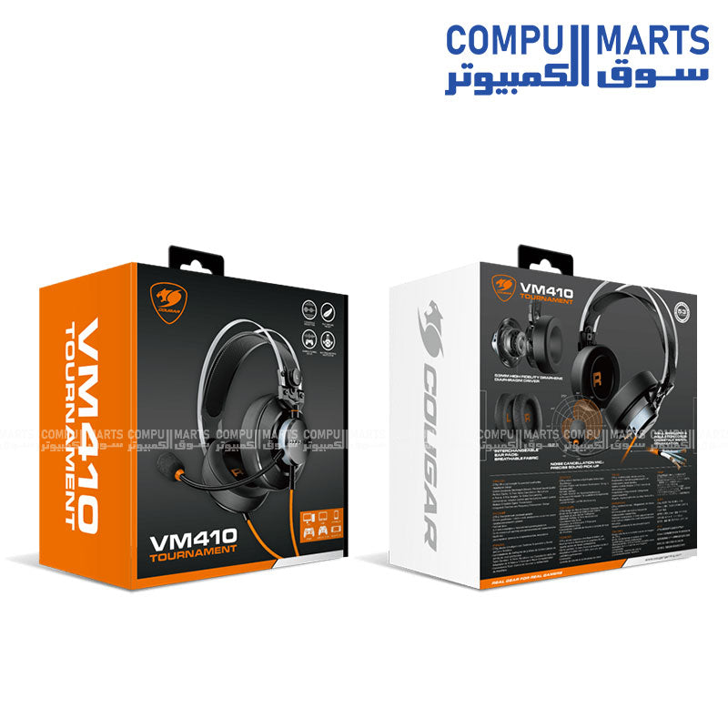 Cougar -VM410- Tournament -Edition- gaming -headset -53mm- graphene- drivers and- 9.7mm cardioid -microphone
