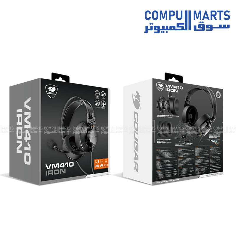 Cougar -VM410- Tournament -Edition- gaming -headset -53mm- graphene- drivers and- 9.7mm cardioid -microphone