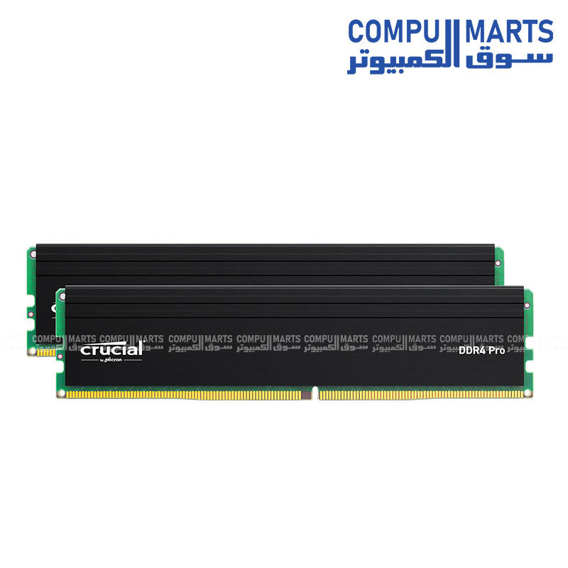 Crucial Pro 64GB DDR4 3200 UDIMM desktop RAM kit 2x32GB CL22 high performance memory black heat spreader