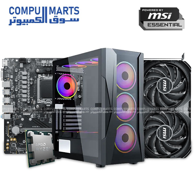 Custom Gaming PC – AMD Ryzen 5 7600, RTX 4060 Ti 8GB, 32GB DDR5, 500GB NVMe SSD – High Performance ARGB Gaming Build Egypt