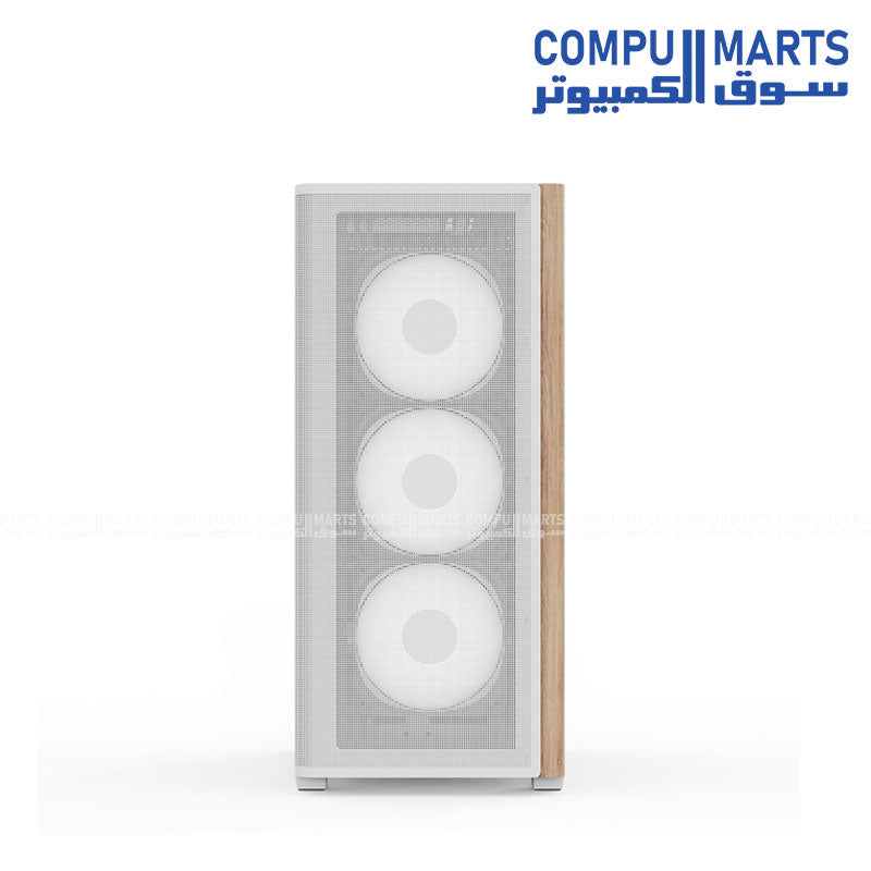 AeroCool D501A โ Mid Tower Gaming Case โ AeroCool โ Wood-accented mesh front, ARGB lighting, 360mm radiator support