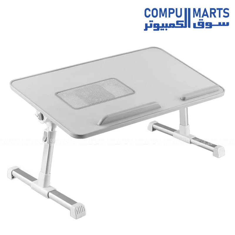 Dantech Q5 Wooden Laptop Cooling Table with fan, adjustable height, and foldable metal legs – ergonomic laptop desk for studying and cooling.