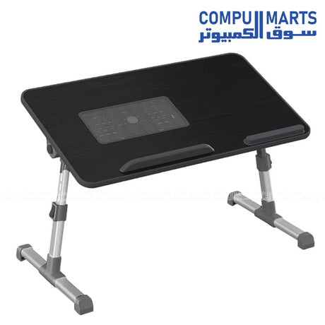 Dantech Q5 Wooden Laptop Cooling Table with fan, adjustable height, and foldable metal legs – ergonomic laptop desk for studying and cooling.