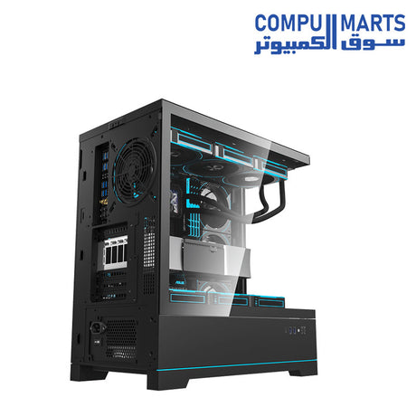 “Darkflash DY451 Pro ATX PC Case with tempered glass side panel, spacious interior for high-performance gaming builds, optimized airflow design, and modern RGB-ready aesthetics.”