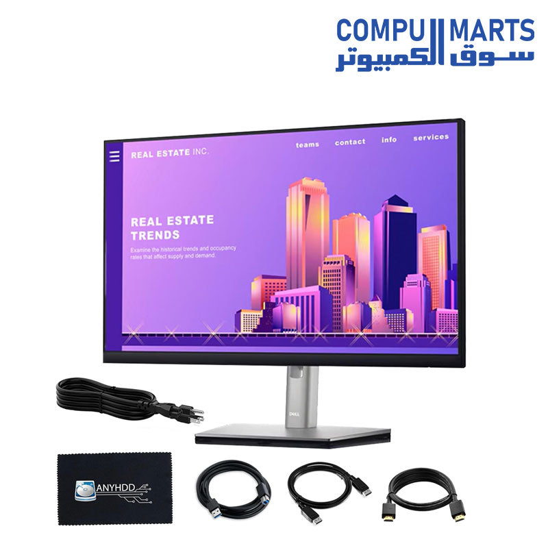 شاشة كمبيوتر Dell P2422H مقاس 24 بوصة ونسبة العرض إلى الارتفاع 16:9 IPS