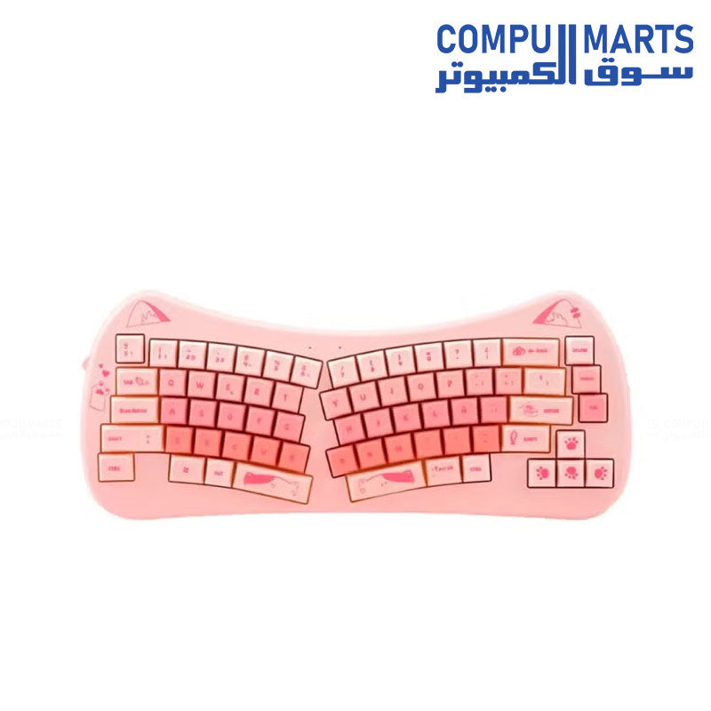 FOREV FV-DW66 Wireless Keyboard and Mouse Combo – Ergonomic (Purple & Pink & Beige ) | 2.4G Wireless | USB Receiver | Plug & Play