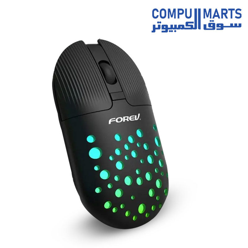 FOREV FV-T398 Dual Mode Bluetooth and 2.4G + Type C Wireless Mouse 1200Dpi RGB أضواء ملونة صامتة