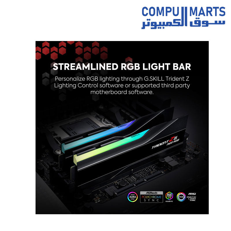 G.SKILL Trident Z5 Neo RGB Series (AMD Expo) DDR5 RAM 96GB (2X 48GB) 6000MT/s CL30-36-36-96 1.35V Desktop Computer Memory U-DIMM - Matte Black (F5-6000J3036F48GX2-TZ5NR)