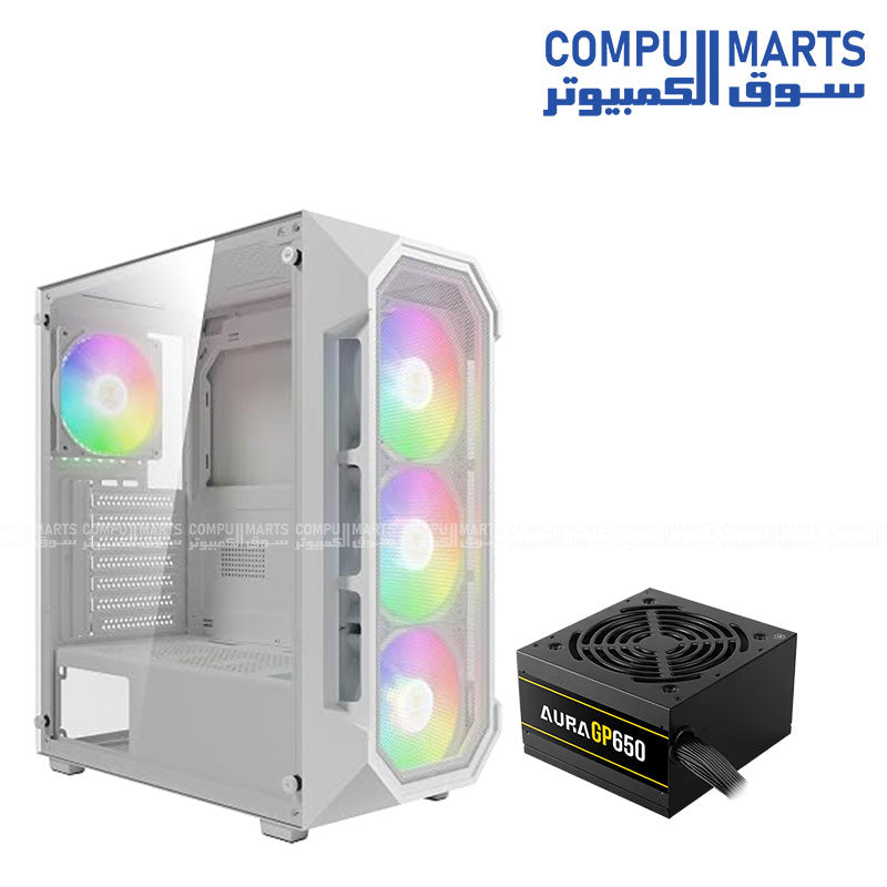 GAMDIAS AURA GC1 Elite WH White PC case with tempered glass