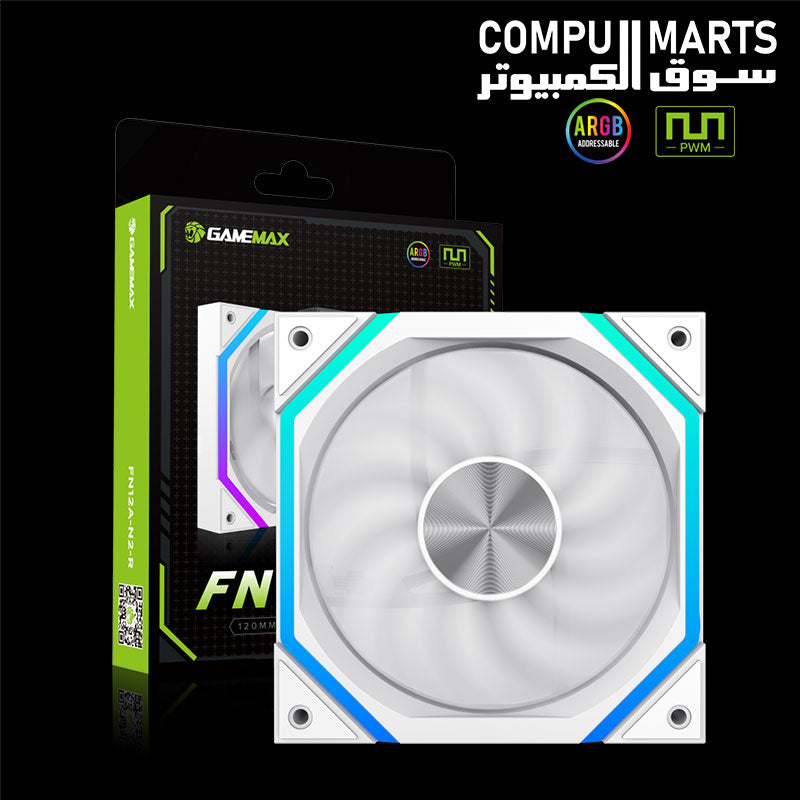 GAMEMAX FN12A-N2-W 120mm PWM ARGB cooling fan